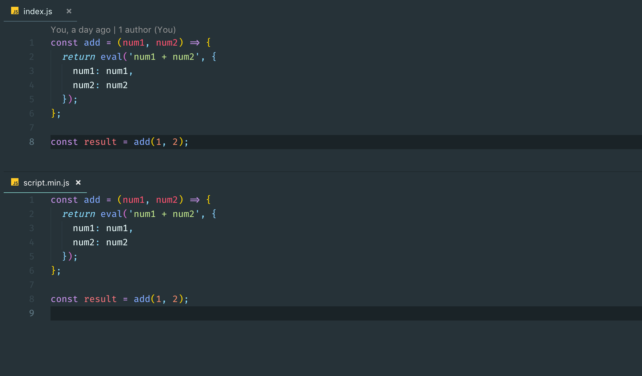 Resultaat van Babel zonder config